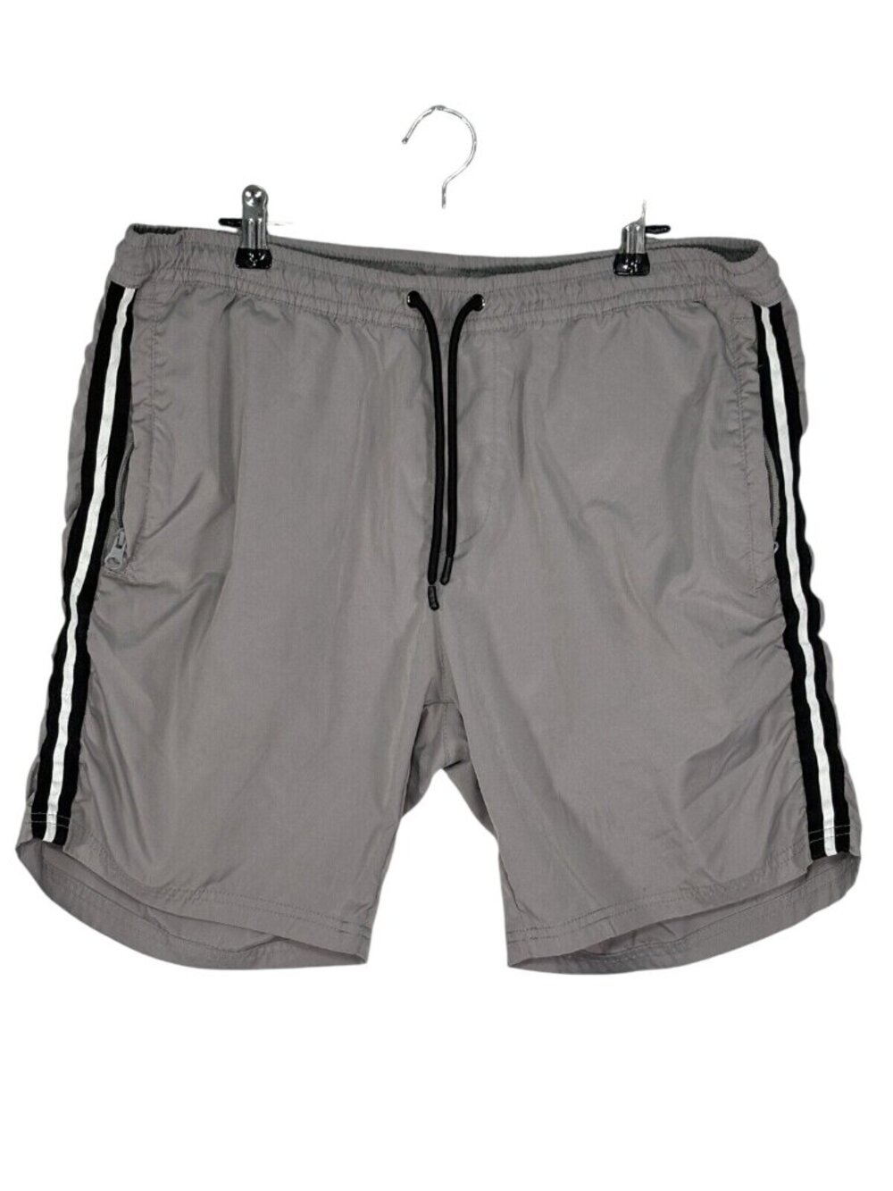 H & M Divided Shorts Adult Color Gray Elastic Waistband Side Zip Pockets Size L